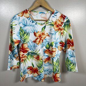J.Mclaughlin Catalina Cloth Top Size Medium Tropical Travel Work Stretch